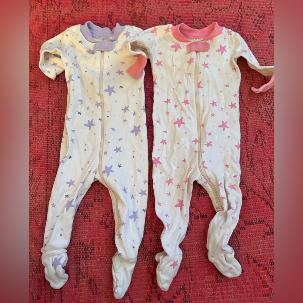 Hanna Andersson Starry Kids Footies - Pink and Purple